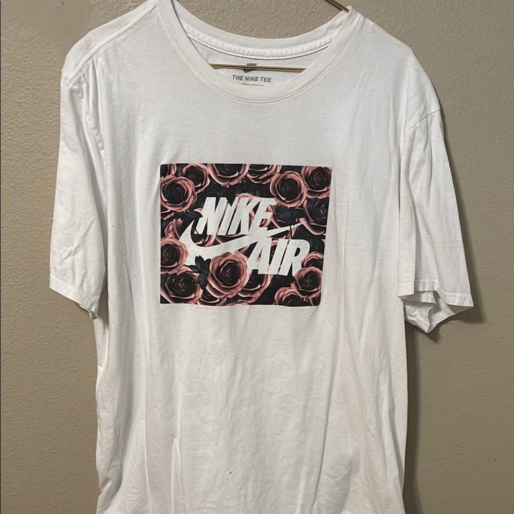 Nike White Tee with Rose Graphic